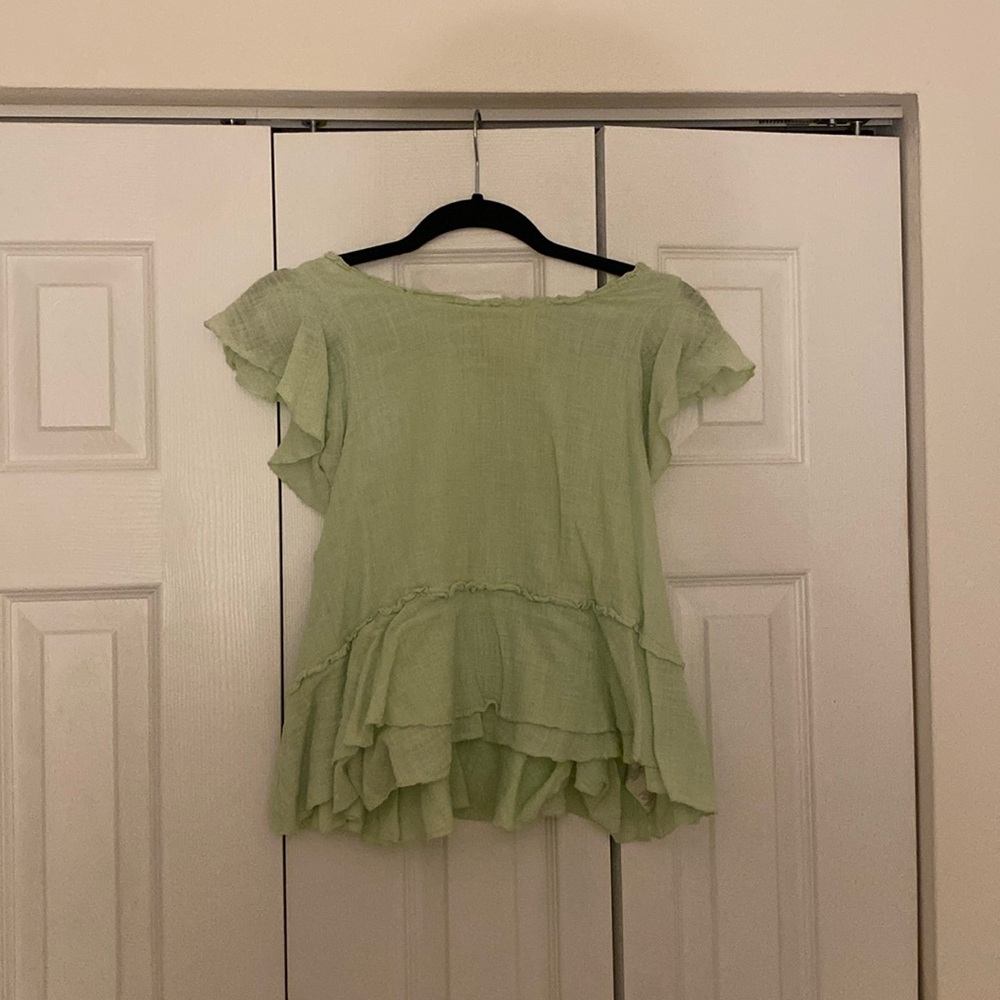 Anthropologie Mint Green Blouse Size M
